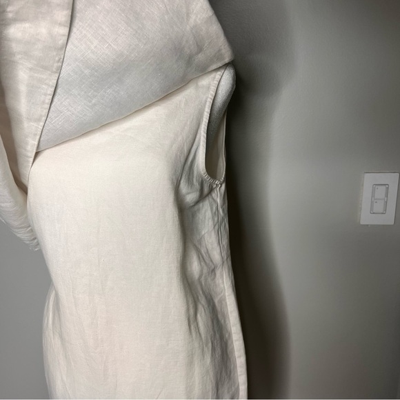 Women’s Small 100% Linen Layered Dress Architectural Minimalist Monochrome USA - Picture 3 of 14